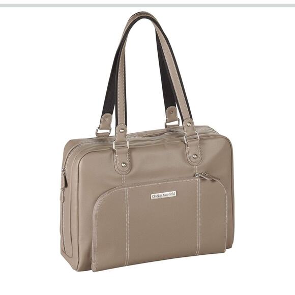 Clark and Mayfield Handbags - Taupe Laptop Bag with Sophisticated Design